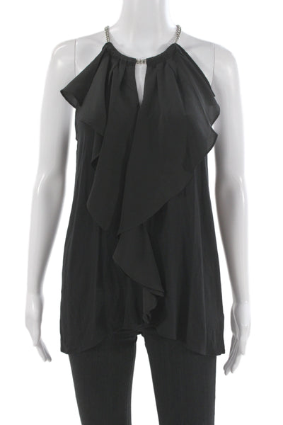 Michael Michael Kors Womens Halter Sleeveless Tunic Blouse Black Rayon Size M