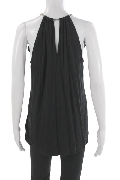 Michael Michael Kors Womens Halter Sleeveless Tunic Blouse Black Rayon Size M