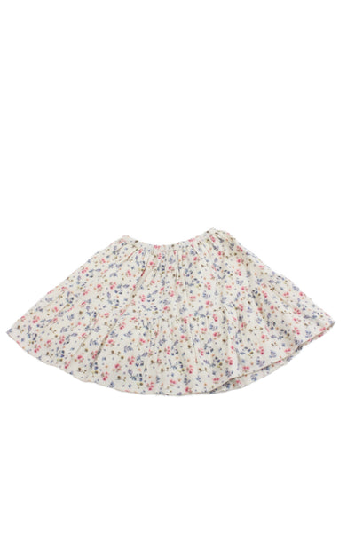 Bonpoint Childrens Girls Floral Print A Line Skirt White Multi Colored Size 8