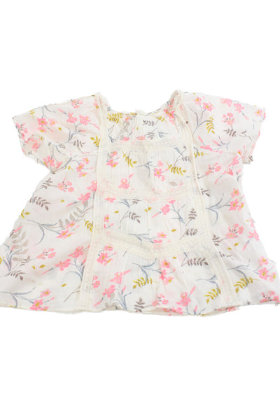 Bonpoint Childrens Girls Floral Print Blouse White Multi Colored Size 6