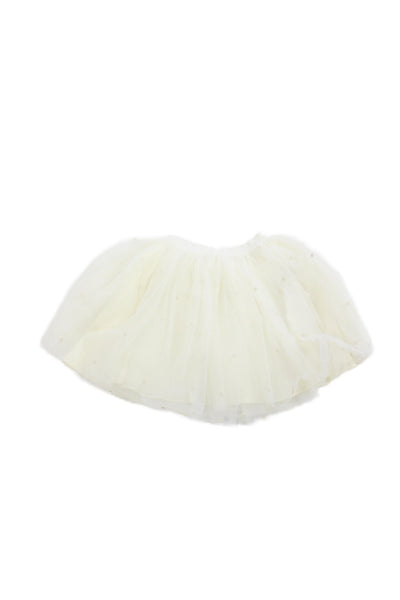 Bonpoint Childrens Girls Polka Dot Tulle A Line Skirt White Size 6