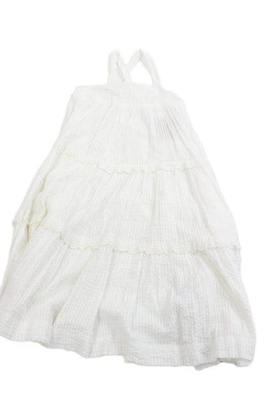 Bonpoint Childrens Girls Striped Sleeveless Sun Dress White Cotton Size 8