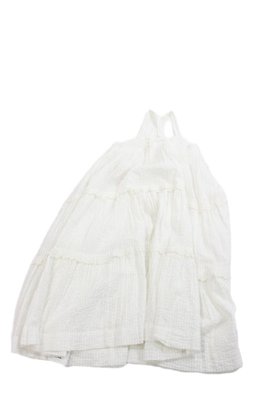 Bonpoint Childrens Girls Striped Sleeveless Sun Dress White Cotton Size 8