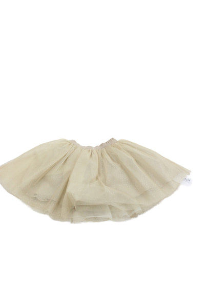 Bonpoint Childrens Girls Polka Dot A Line Tulle Skirt Beige Gold Size 4