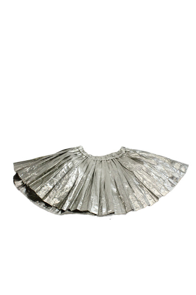 Bonpoint Childrens Girls Pull On A Line Pleated Skirt Silver Size 6