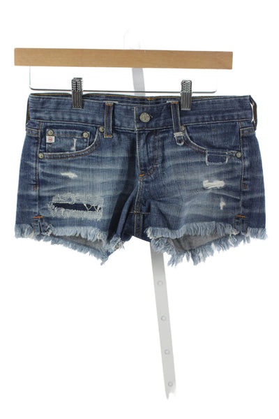AG Adriano Goldschmied Women Cut-Off Denim Shorts Blue Distressed Size 25