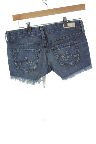 AG Adriano Goldschmied Women Cut-Off Denim Shorts Blue Distressed Size 25
