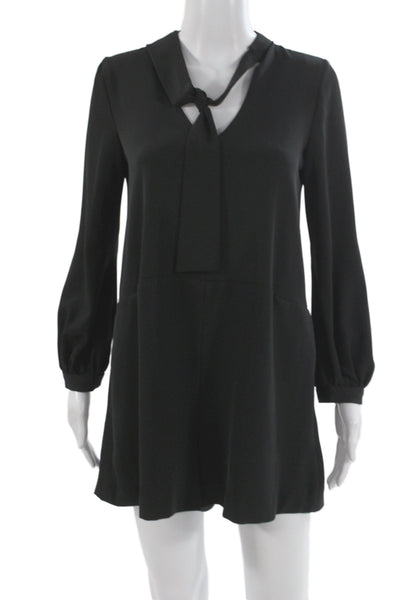 Zara Women Black V Neck Long Sleeve Playsuit Size XS