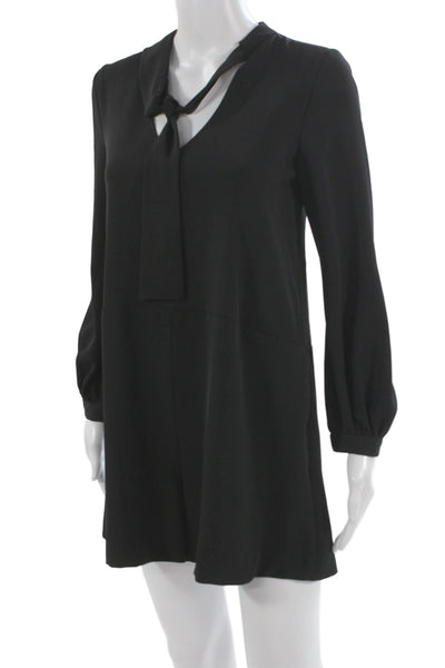 Zara Women Black V Neck Long Sleeve Playsuit Size XS