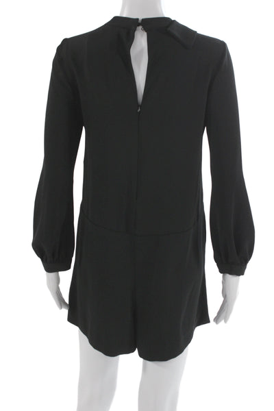 Zara Women Black V Neck Long Sleeve Playsuit Size XS