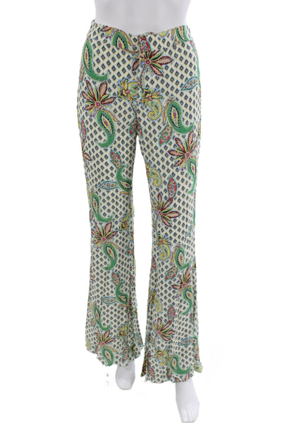 Zara Women Floral Viscose Dress Pants Multicolor Zip Bohemian Size XS