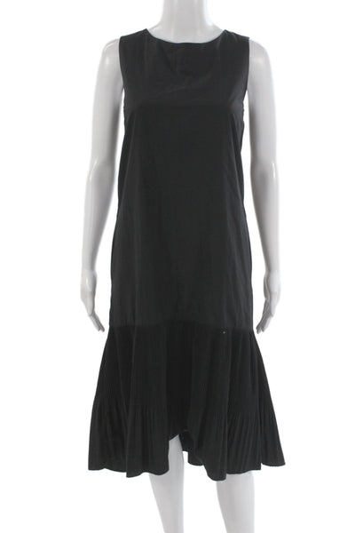 COS Womens Shift Dress Black Cotton Sleeveless Round Neck Mid Calf Size 4