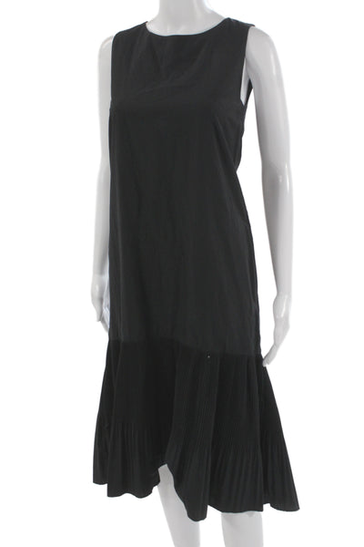 COS Womens Shift Dress Black Cotton Sleeveless Round Neck Mid Calf Size 4