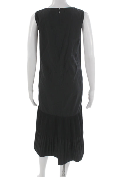 COS Womens Shift Dress Black Cotton Sleeveless Round Neck Mid Calf Size 4