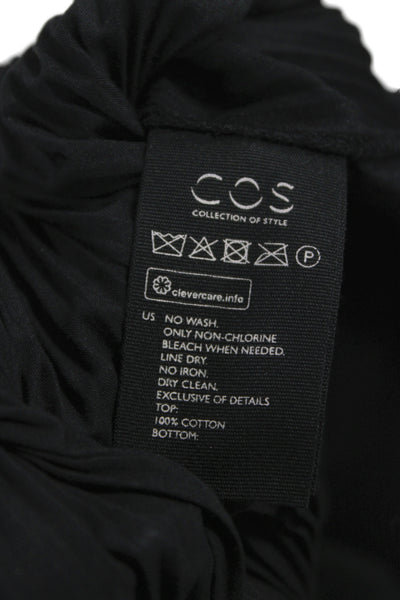 COS Womens Shift Dress Black Cotton Sleeveless Round Neck Mid Calf Size 4