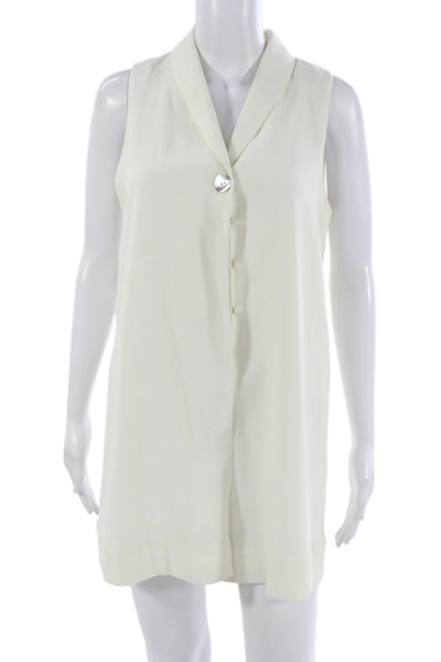 Zara Women Sleeveless Collared Button Romper White Minimalist Size XS