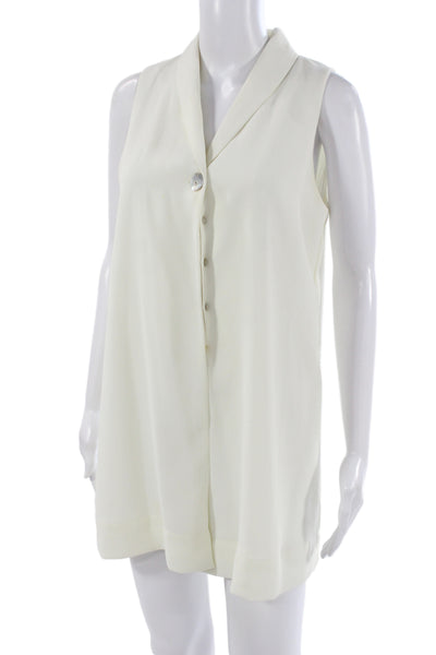 Zara Women Sleeveless Collared Button Romper White Minimalist Size XS