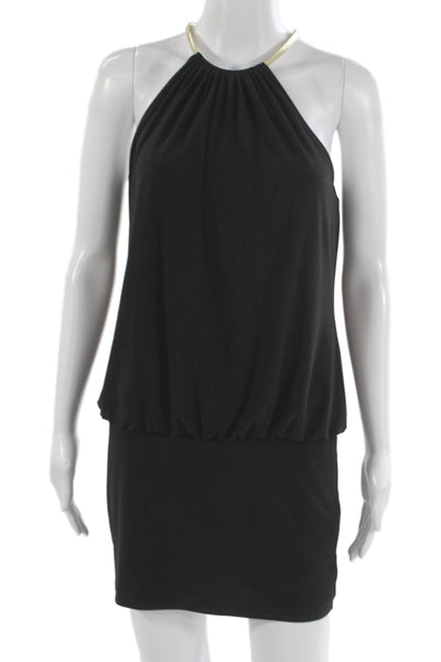Laundry by Shelli Segal Womens Black Blouson Halter Dress Sleeveless Zip Size 4