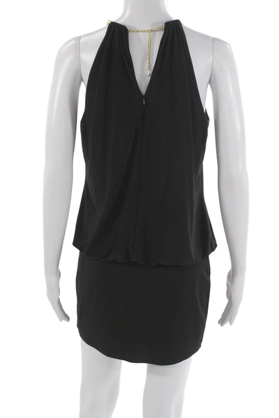 Laundry by Shelli Segal Womens Black Blouson Halter Dress Sleeveless Zip Size 4