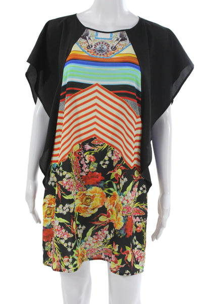 Clover Canyon Women Shift Dress Multicolor Floral Short Sleeve Size XS