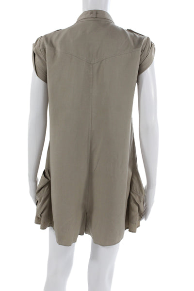 BCBGMAXAZRIA Womens Beige Lyocell Utility Romper Sleeveless Button Size XS