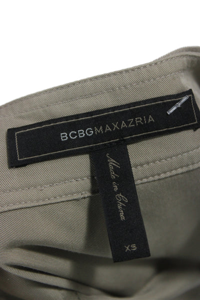 BCBGMAXAZRIA Womens Beige Lyocell Utility Romper Sleeveless Button Size XS