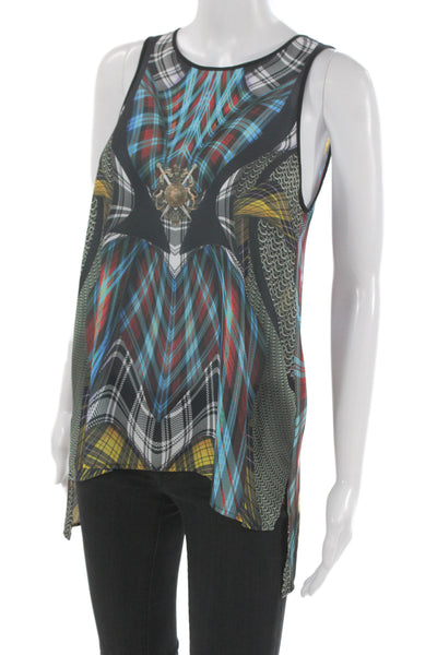 Clover Canyon Women Multicolor Plaid Sleeveless Tunic Tank Round Neck Size XS