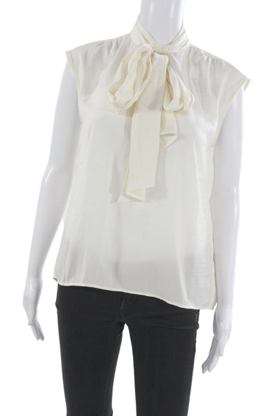 Banana Republic Women White High Neck Sleeveless Blouse Petite Size 2XS