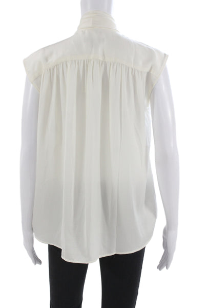 Banana Republic Women White High Neck Sleeveless Blouse Petite Size 2XS
