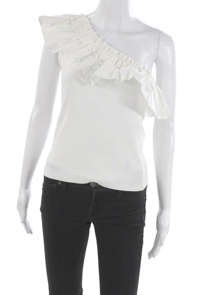 Porridge Anthropologie Womens One Shoulder Ruffle Tank Sleeveless White Size XS