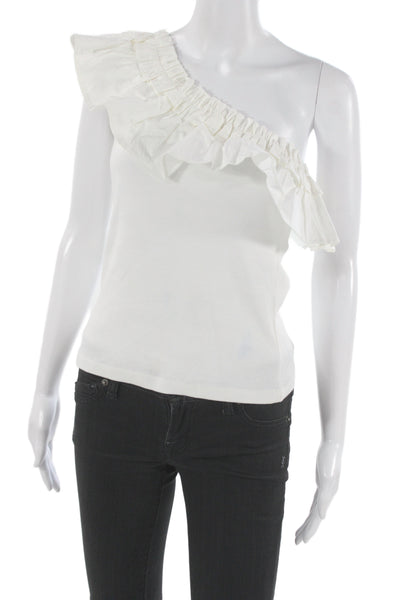 Porridge Anthropologie Womens One Shoulder Ruffle Tank Sleeveless White Size XS