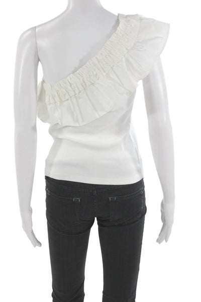 Porridge Anthropologie Womens One Shoulder Ruffle Tank Sleeveless White Size XS