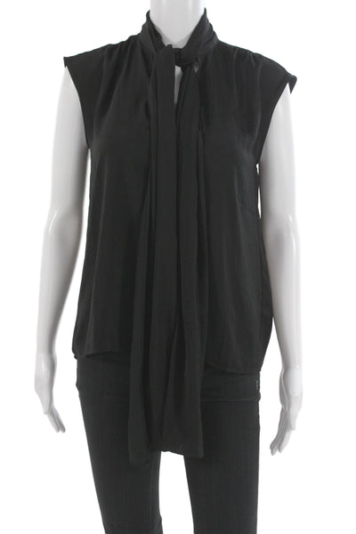 Banana Republic Women Sleeveless Collared Polyester Basic Blouse Black Size 2XS