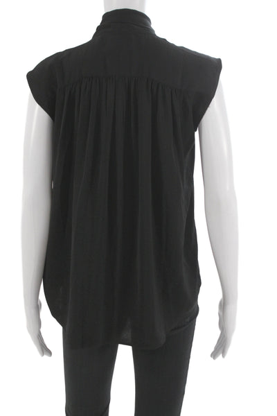 Banana Republic Women Sleeveless Collared Polyester Basic Blouse Black Size 2XS