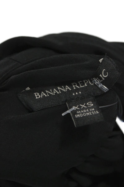 Banana Republic Women Sleeveless Collared Polyester Basic Blouse Black Size 2XS