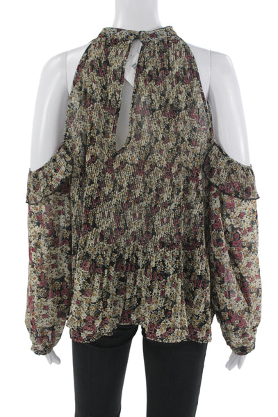 Zara Basic Women Multicolor Floral High Neck Sheer Blouse Size S