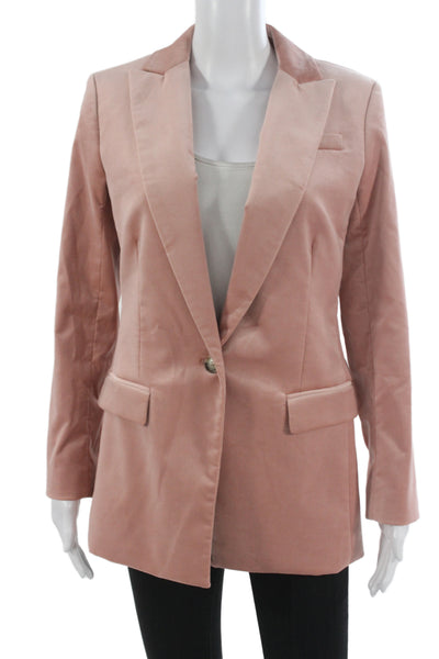 J Crew Womens Velvet Pink Blazer Button Long Sleeve Solid Size 2