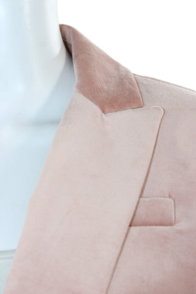 J Crew Womens Velvet Pink Blazer Button Long Sleeve Solid Size 2