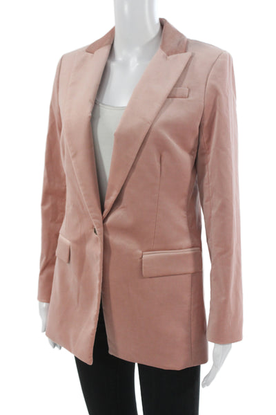 J Crew Womens Velvet Pink Blazer Button Long Sleeve Solid Size 2