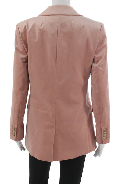 J Crew Womens Velvet Pink Blazer Button Long Sleeve Solid Size 2