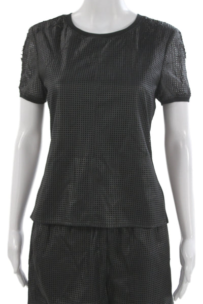 BCBGMAXAZRIA Unisex Black Geometric Shorts Designer 100% Polyurethane Size S