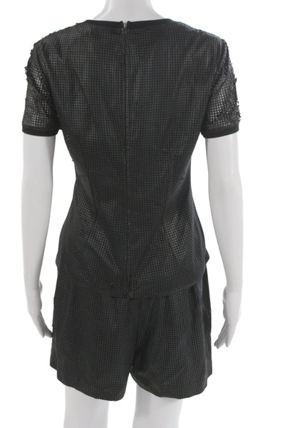 BCBGMAXAZRIA Unisex Black Geometric Shorts Designer 100% Polyurethane Size S