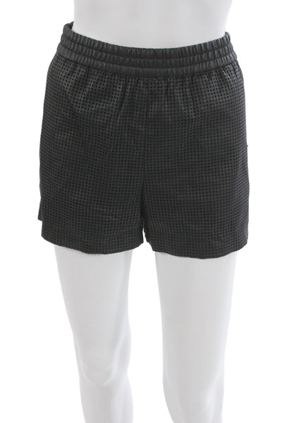 BCBGMAXAZRIA Unisex Black Geometric Shorts Designer 100% Polyurethane Size S