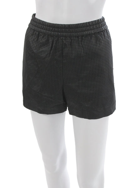 BCBGMAXAZRIA Unisex Black Geometric Shorts Designer 100% Polyurethane Size S