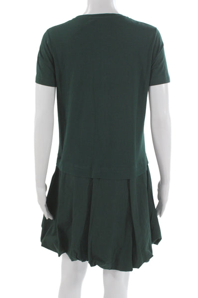 COS Women T Shirt Dress Green Cotton Crew Neck Short Sleeve Mini Size S