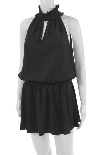 Amanda Uprichard Women Blouson Halter Mini Dress Black Sleeveless Size S