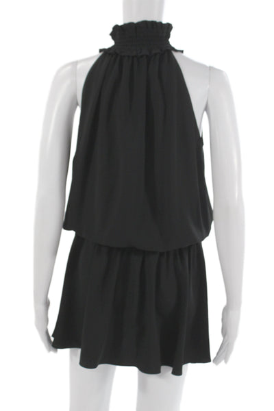 Amanda Uprichard Women Blouson Halter Mini Dress Black Sleeveless Size S