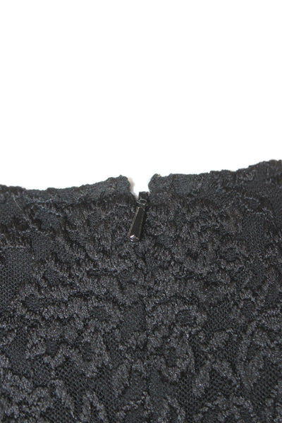 Chelsea 28 Womens Black Lace Floral V-Neck Short Sleeve Romper Zip Size 4
