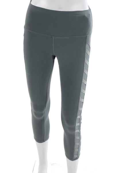Alo Women Capri Leggings Gray Polyester Blend Sports Size S