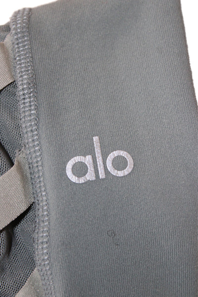 Alo Women Capri Leggings Gray Polyester Blend Sports Size S